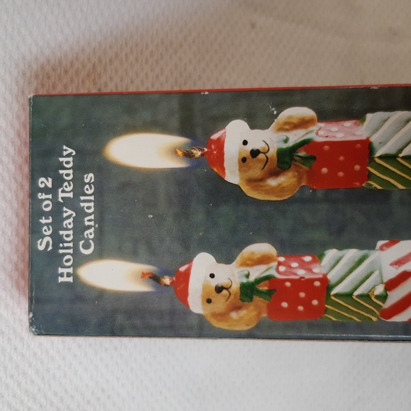 Set of 2 Holiday Teddy Candles - Picture 2 of 7